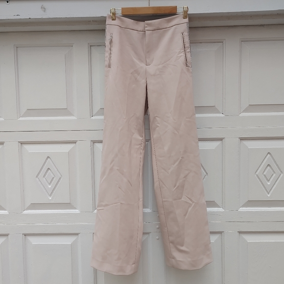 Area NYC pale pink cream tuxedo crystal pants sz6 - Picture 2 of 12
